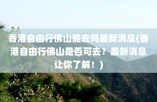 香港自由行佛山能去吗最新消息(香港自由行佛山是否可去？最新消息让你了解！)