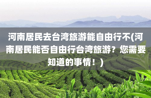 河南居民去台湾旅游能自由行不(河南居民能否自由行台湾旅游？您需要知道的事情！)