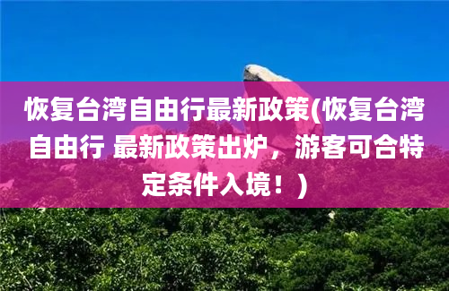 恢复台湾自由行最新政策(恢复台湾自由行 最新政策出炉，游客可合特定条件入境！)