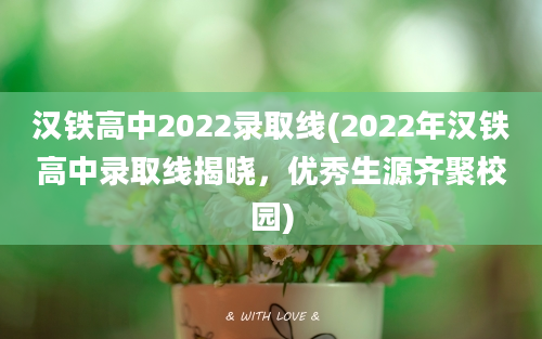 汉铁高中2022录取线(2022年汉铁高中录取线揭晓，优秀生源齐聚校园)