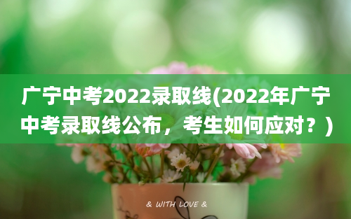 广宁中考2022录取线(2022年广宁中考录取线公布，考生如何应对？)