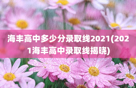 海丰高中多少分录取线2021(2021海丰高中录取线揭晓)