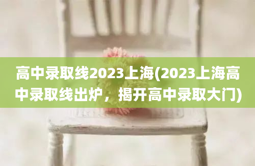 高中录取线2023上海(2023上海高中录取线出炉，揭开高中录取大门)