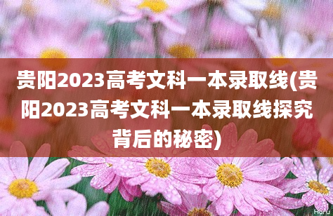 贵阳2023高考文科一本录取线(贵阳2023高考文科一本录取线探究背后的秘密)