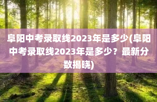 阜阳中考录取线2023年是多少(阜阳中考录取线2023年是多少？最新分数揭晓)