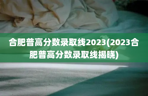 合肥普高分数录取线2023(2023合肥普高分数录取线揭晓)