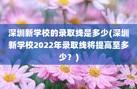 深圳新学校的录取线是多少(深圳新学校2022年录取线将提高至多少？)