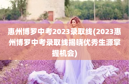 惠州博罗中考2023录取线(2023惠州博罗中考录取线揭晓优秀生源掌握机会)
