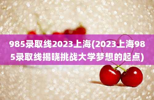 985录取线2023上海(2023上海985录取线揭晓挑战大学梦想的起点)
