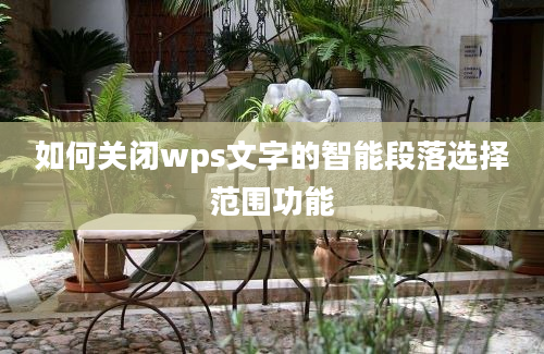 如何关闭wps文字的智能段落选择范围功能