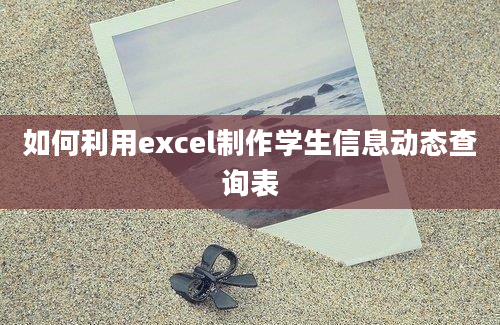 如何利用excel制作学生信息动态查询表