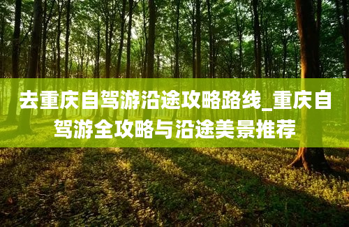 去重庆自驾游沿途攻略路线_重庆自驾游全攻略与沿途美景推荐