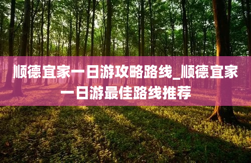 顺德宜家一日游攻略路线_顺德宜家一日游最佳路线推荐