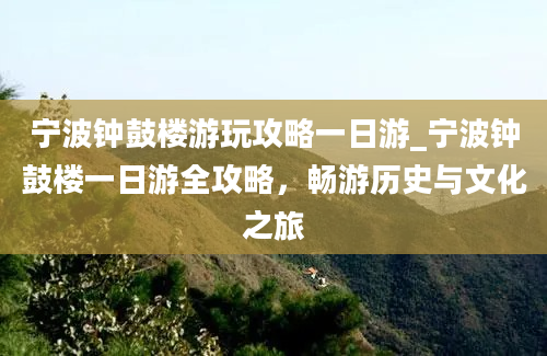 宁波钟鼓楼游玩攻略一日游_宁波钟鼓楼一日游全攻略，畅游历史与文化之旅