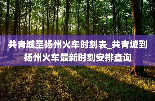 共青城至扬州火车时刻表_共青城到扬州火车最新时刻安排查询