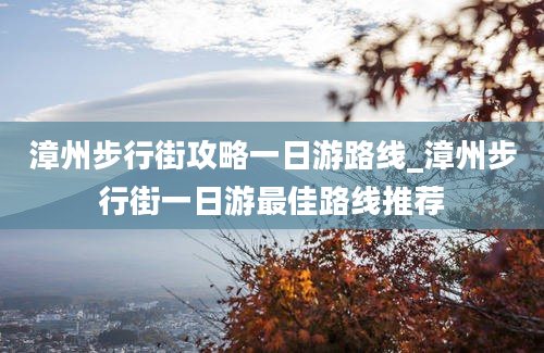 漳州步行街攻略一日游路线_漳州步行街一日游最佳路线推荐