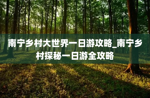 南宁乡村大世界一日游攻略_南宁乡村探秘一日游全攻略