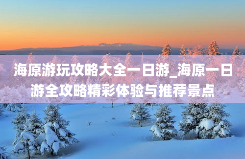 海原游玩攻略大全一日游_海原一日游全攻略精彩体验与推荐景点