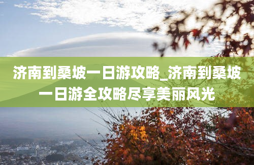 济南到桑坡一日游攻略_济南到桑坡一日游全攻略尽享美丽风光