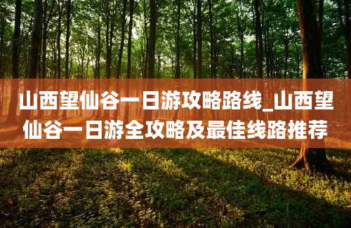 山西望仙谷一日游攻略路线_山西望仙谷一日游全攻略及最佳线路推荐