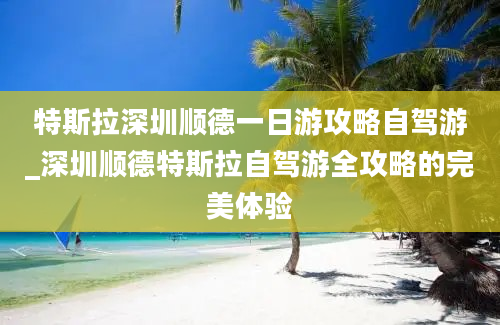 特斯拉深圳顺德一日游攻略自驾游_深圳顺德特斯拉自驾游全攻略的完美体验