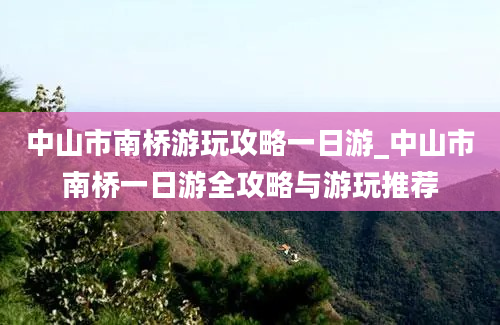 中山市南桥游玩攻略一日游_中山市南桥一日游全攻略与游玩推荐