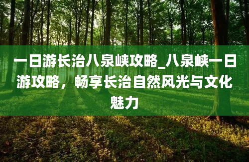 一日游长治八泉峡攻略_八泉峡一日游攻略，畅享长治自然风光与文化魅力