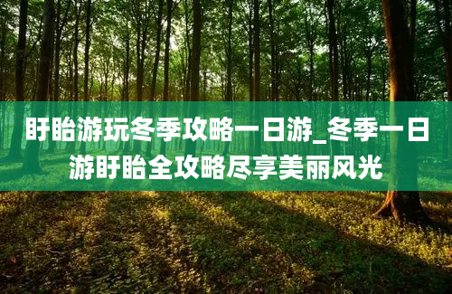 盱眙游玩冬季攻略一日游_冬季一日游盱眙全攻略尽享美丽风光