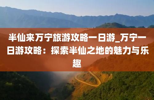 半仙来万宁旅游攻略一日游_万宁一日游攻略：探索半仙之地的魅力与乐趣