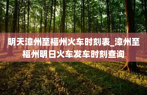 明天漳州至福州火车时刻表_漳州至福州明日火车发车时刻查询