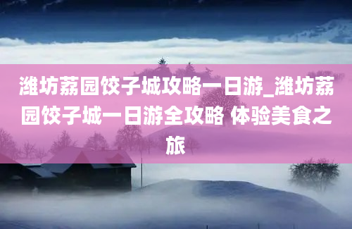 潍坊荔园饺子城攻略一日游_潍坊荔园饺子城一日游全攻略 体验美食之旅