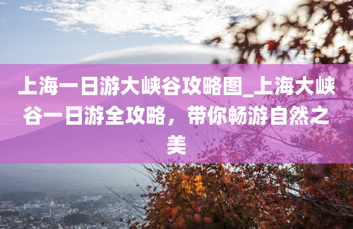 上海一日游大峡谷攻略图_上海大峡谷一日游全攻略，带你畅游自然之美