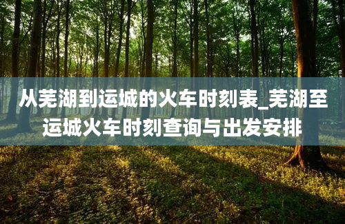 从芜湖到运城的火车时刻表_芜湖至运城火车时刻查询与出发安排