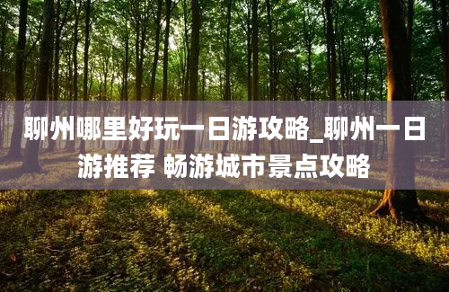 聊州哪里好玩一日游攻略_聊州一日游推荐 畅游城市景点攻略