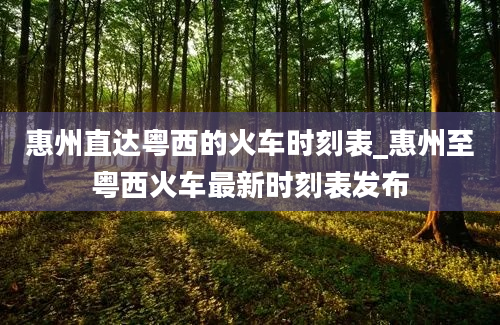 惠州直达粤西的火车时刻表_惠州至粤西火车最新时刻表发布