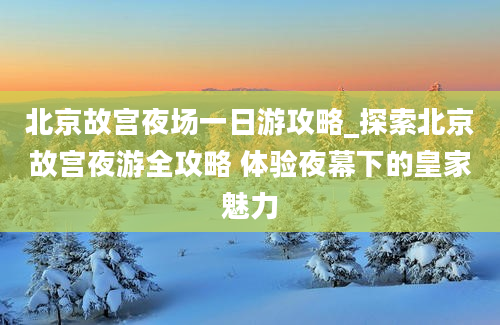 北京故宫夜场一日游攻略_探索北京故宫夜游全攻略 体验夜幕下的皇家魅力