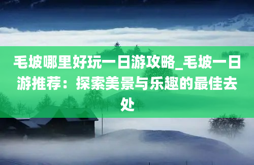 毛坡哪里好玩一日游攻略_毛坡一日游推荐：探索美景与乐趣的最佳去处