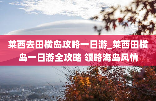 莱西去田横岛攻略一日游_莱西田横岛一日游全攻略 领略海岛风情