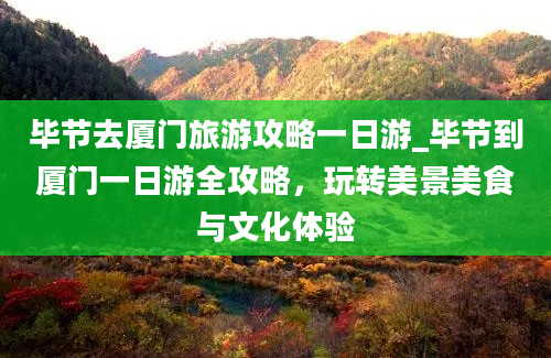 毕节去厦门旅游攻略一日游_毕节到厦门一日游全攻略，玩转美景美食与文化体验