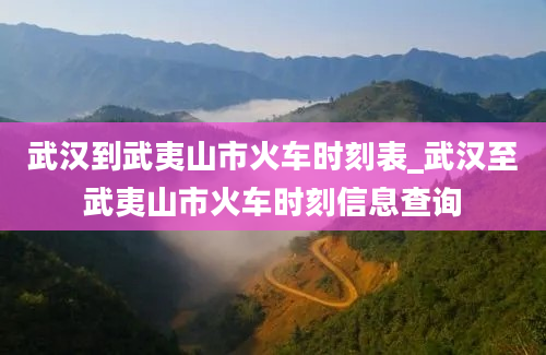 武汉到武夷山市火车时刻表_武汉至武夷山市火车时刻信息查询