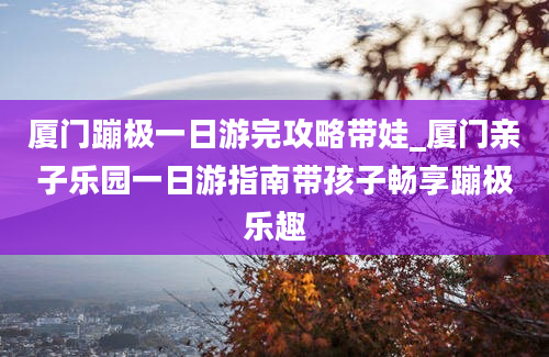 厦门蹦极一日游完攻略带娃_厦门亲子乐园一日游指南带孩子畅享蹦极乐趣