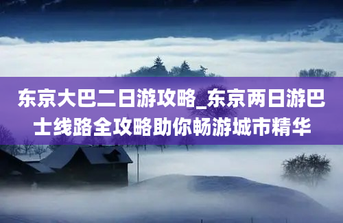 东京大巴二日游攻略_东京两日游巴士线路全攻略助你畅游城市精华