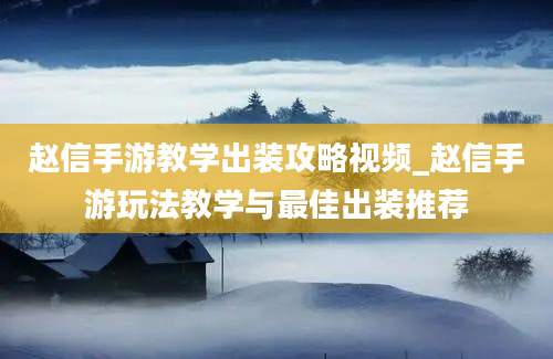 赵信手游教学出装攻略视频_赵信手游玩法教学与最佳出装推荐