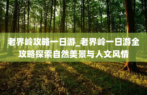 老界岭攻略一日游_老界岭一日游全攻略探索自然美景与人文风情