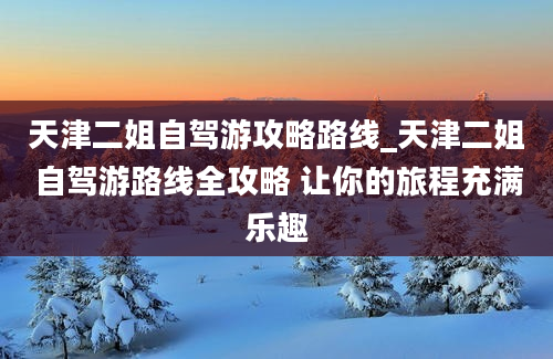 天津二姐自驾游攻略路线_天津二姐自驾游路线全攻略 让你的旅程充满乐趣