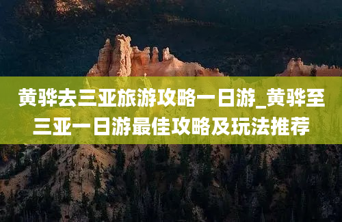 黄骅去三亚旅游攻略一日游_黄骅至三亚一日游最佳攻略及玩法推荐