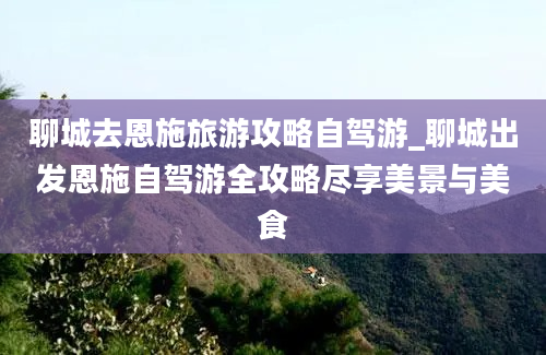 聊城去恩施旅游攻略自驾游_聊城出发恩施自驾游全攻略尽享美景与美食