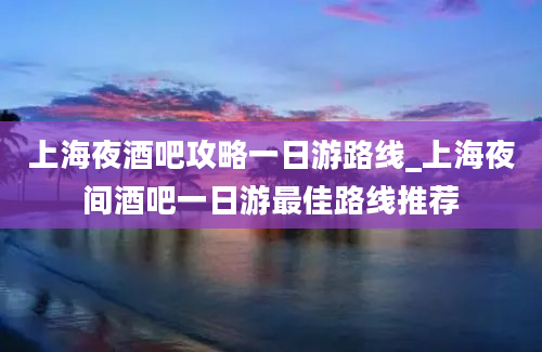 上海夜酒吧攻略一日游路线_上海夜间酒吧一日游最佳路线推荐