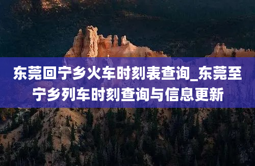 东莞回宁乡火车时刻表查询_东莞至宁乡列车时刻查询与信息更新