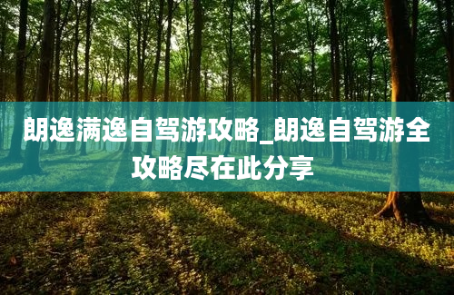 朗逸满逸自驾游攻略_朗逸自驾游全攻略尽在此分享